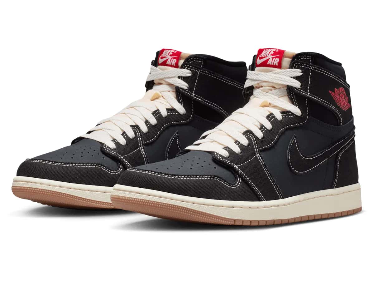 Air Jordan 1 High OG Flight Club en colorway Black/Sail-Gum Medium Brown-University Red