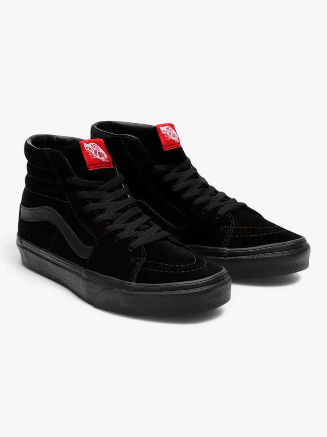 Vans Sk8-Hi negras de gamuza y lona, par visto de tres cuartos