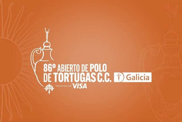 Afiche oficial del 86.º Abierto de Polo de Tortugas, con el trofeo dibujado sobre fondo naranja