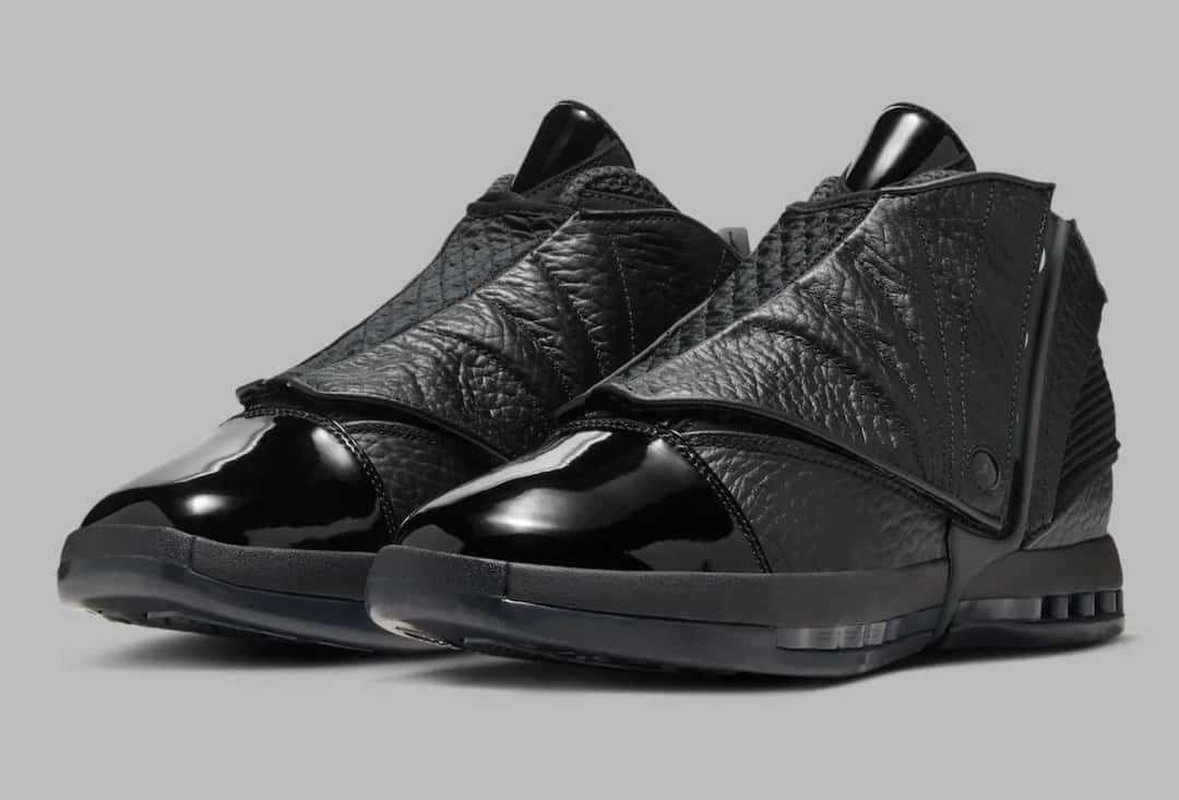 Air Jordan 16 Black Pack con cuero negro granulado y puntera de charol