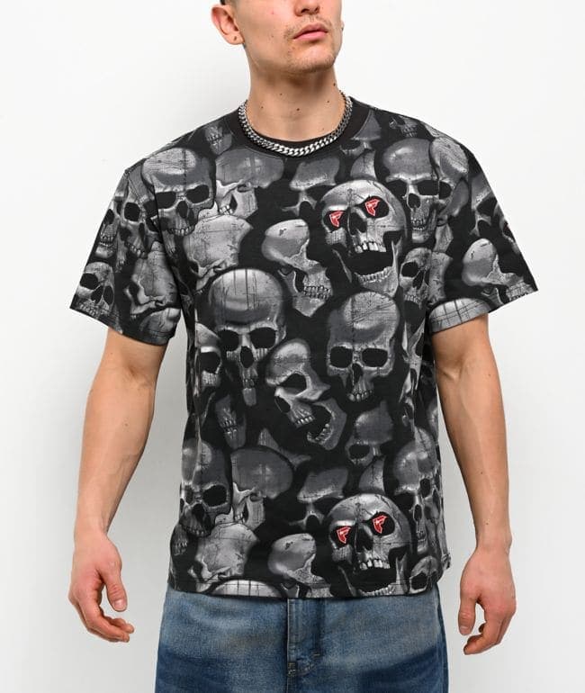Famous Stars & Straps Skulls Black T-Shirt, foto 2